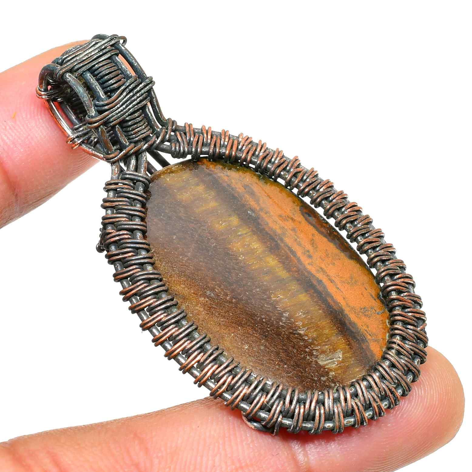 Artisan’s Eye – Oxidized Copper Tiger’s Eye Pendant
