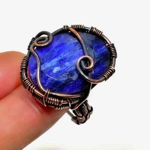 Ocean’s Whisper – Oxidized Copper Kyanite Ring