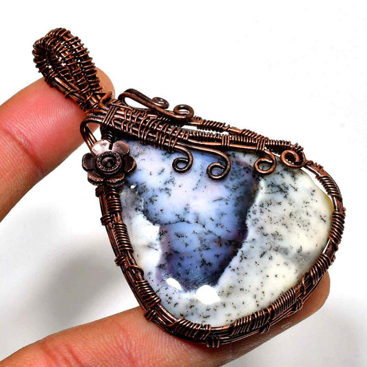 Ezra’s Veil – Dendritic Agate Copper Pendant