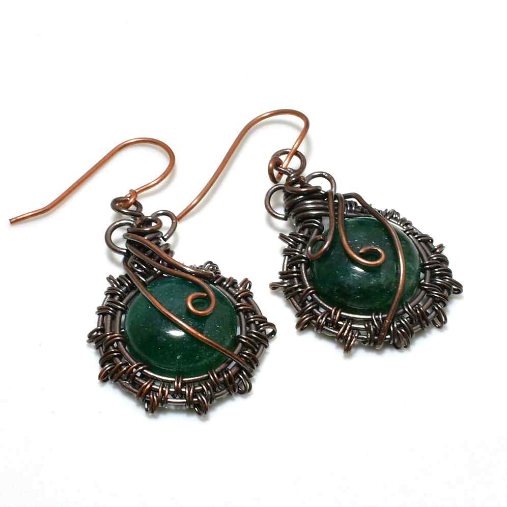 Guardian’s Aura – Green Aventurine Bronze Earrings