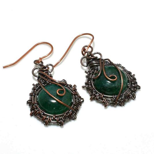 Guardian’s Aura – Green Aventurine Bronze Earrings