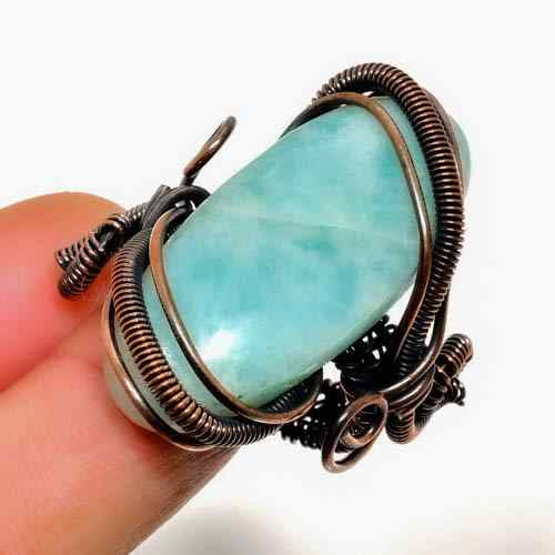 Aquamarine Dream – Antique Bronze Wire Ring