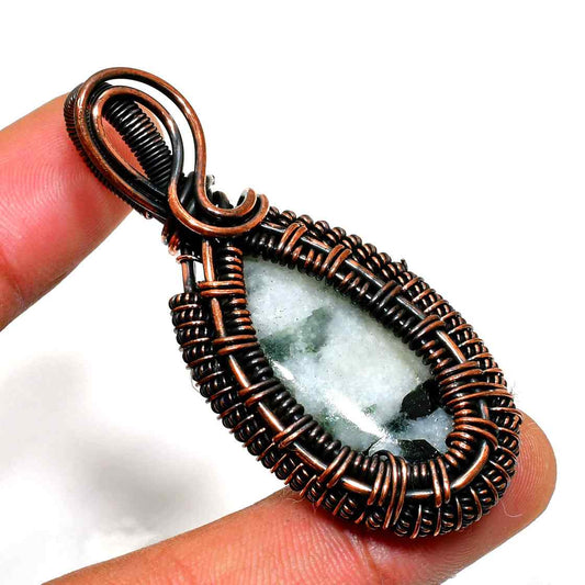 Ezra’s Veil – Oxidized Copper & Gemstone Pendant