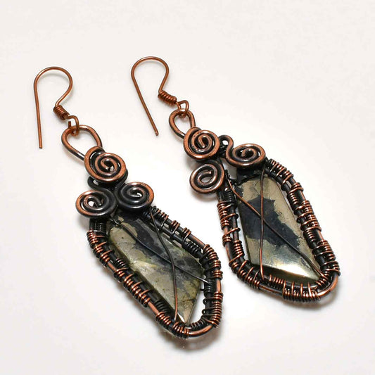 Nature’s Balance – Marble & Oxidized Copper Earrings