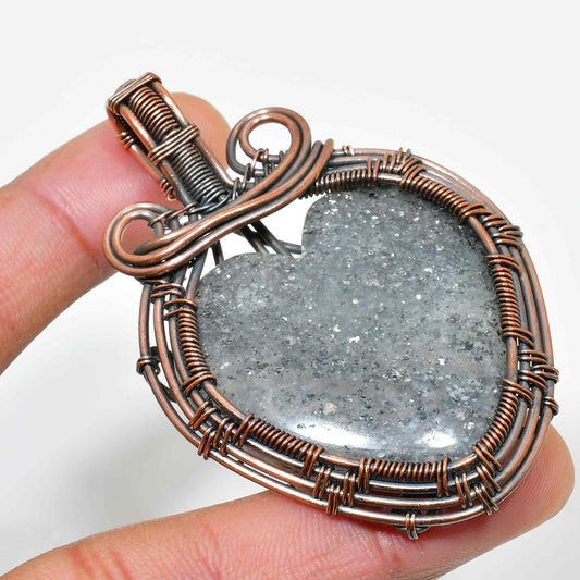 Serenity’s Heart – Druzy Quartz Copper Pendant