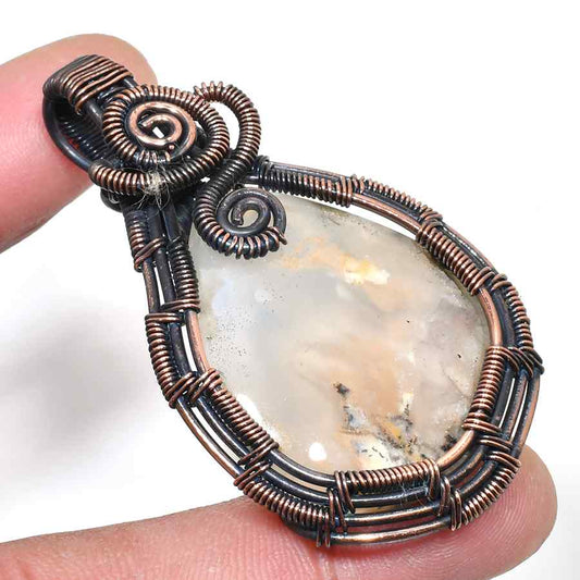 Ezra’s Veil – Handwrapped Amethyst Copper Pendant