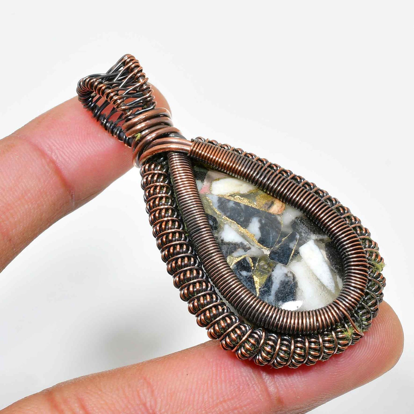 Celestial Embrace – Natural Stone Wire-Wrapped Pendant