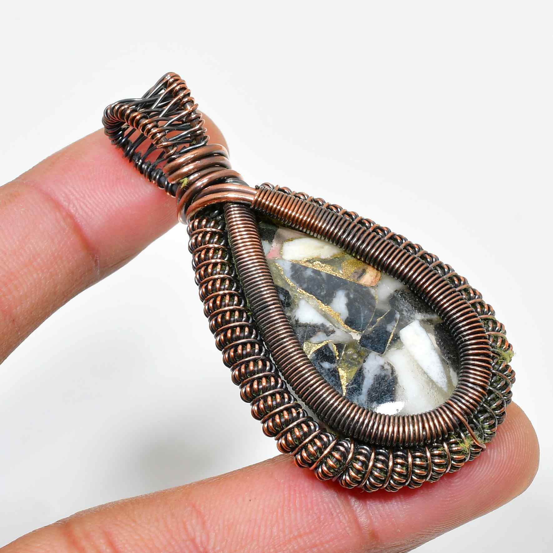 Celestial Embrace – Natural Stone Wire-Wrapped Pendant