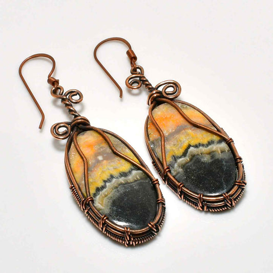 Gaia’s Balance – Copper Agate Earrings