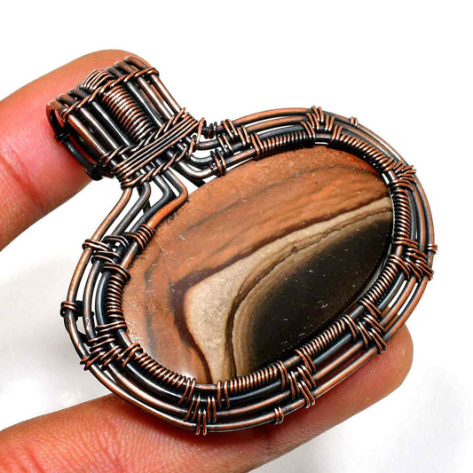 Gaia’s Balance – Agate Copper Pendant