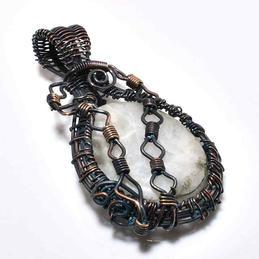 Celestial Tear – Copper-Wrapped Quartz Pendant