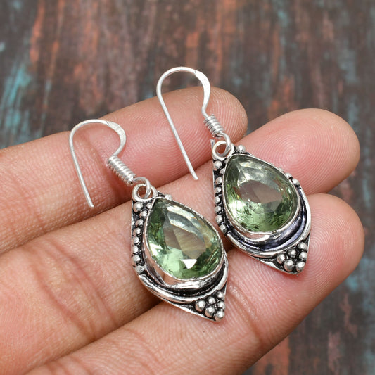 Sylvan Serenity – Sterling Silver Green Tourmaline Earrings