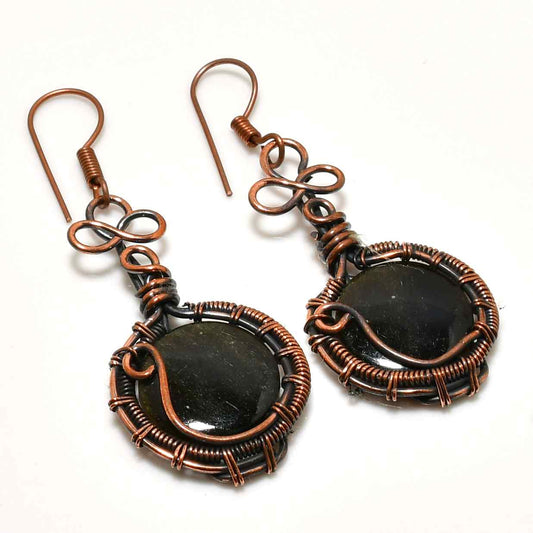 Shadow Serenity – Black Jade & Oxidized Copper Earrings