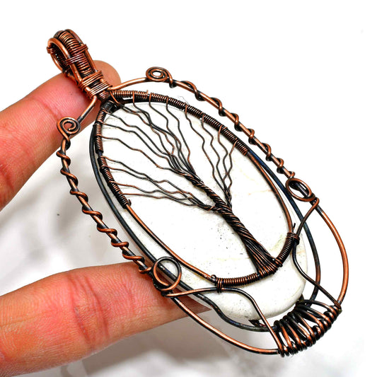 Arbor Vitae – White Gemstone Copper Pendant