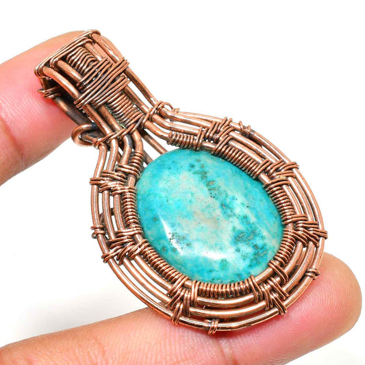 Aurora’s Embrace – Copper-Wrapped Turquoise Pendant