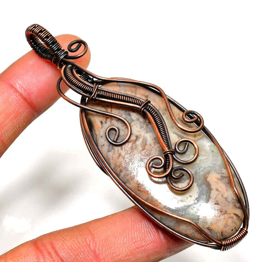 Gaia’s Embrace – Oxidized Copper Agate Pendant