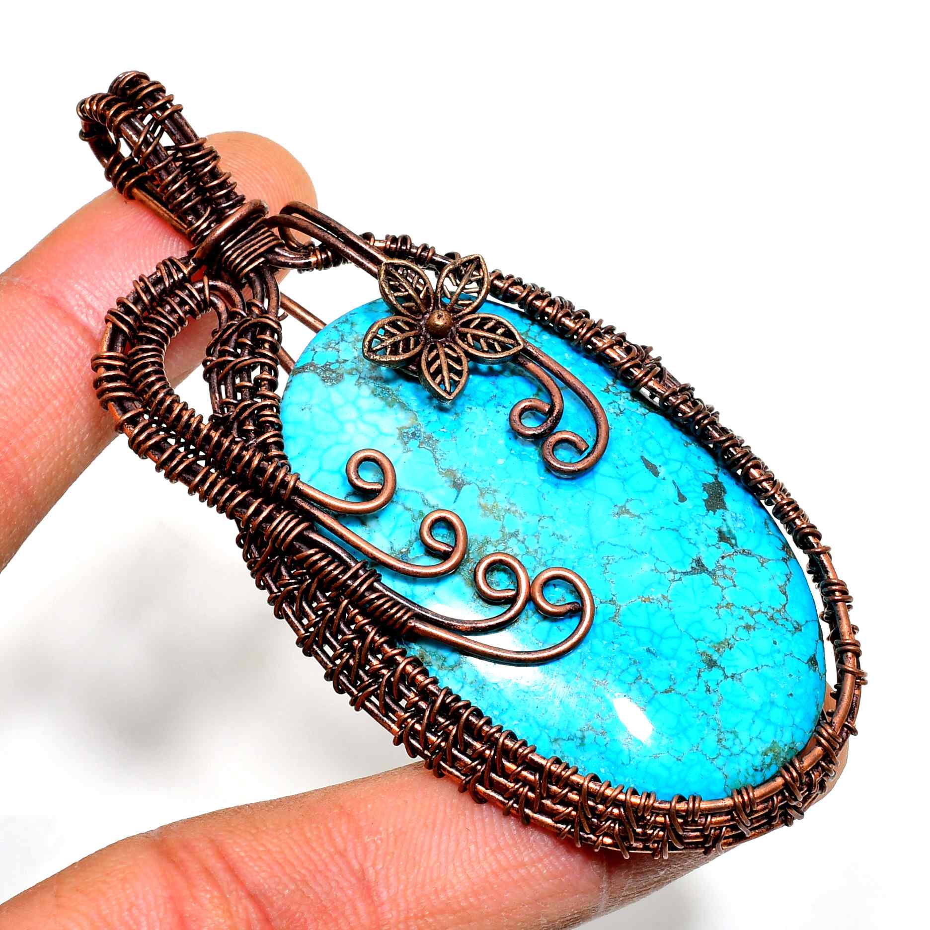 Azure Harmony – Turquoise Bronze Pendant