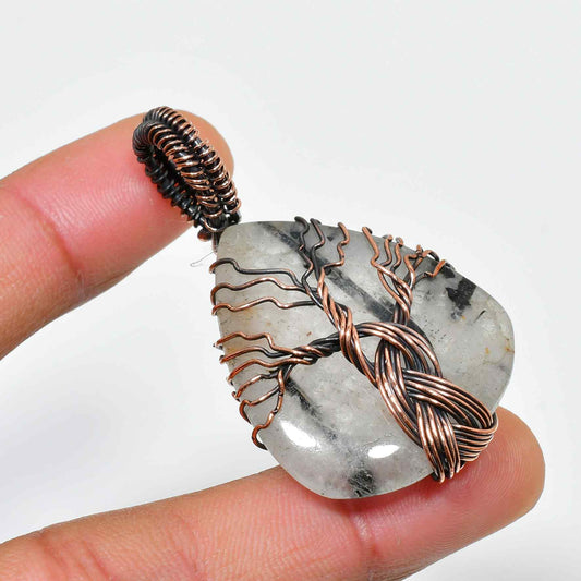 Gaia’s Embrace – Tree of Life Quartz & Copper Pendant