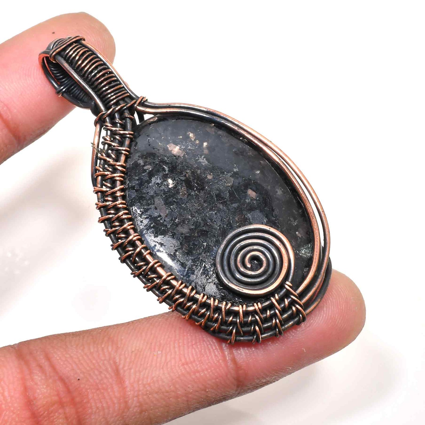 Gaia’s Anchor – Black Stone Copper Pendant