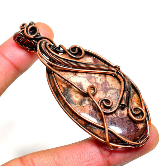 Gaia’s Embrace – Oxidized Copper & Stone Pendant