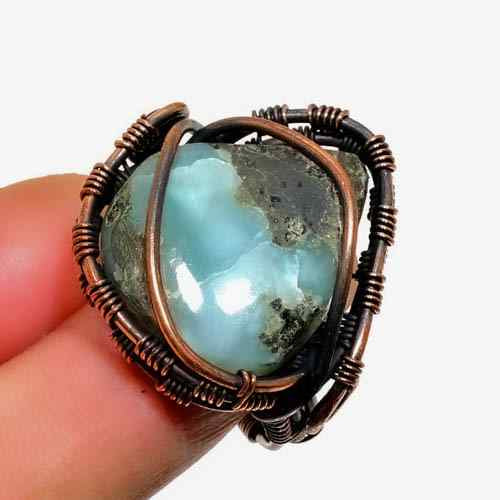 Ocean’s Embrace – Larimar Copper Ring