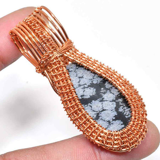 Serenity Shield – Snowflake Obsidian & Copper Pendant