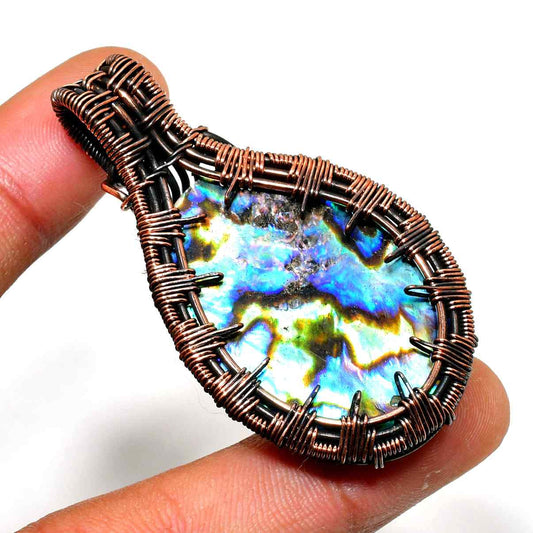 Luna’s Essence – Copper-Wrapped Abalone Pendant