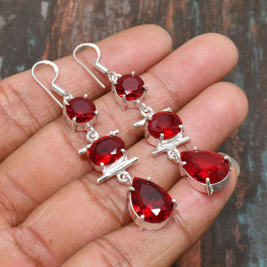 Ruby Rhapsody – Sterling Silver Earrings