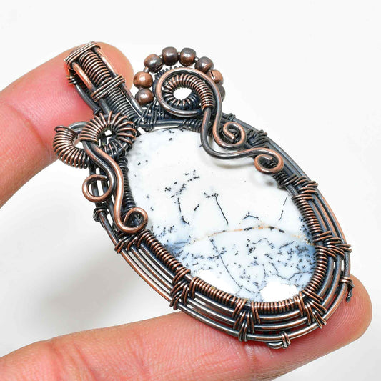 Harmony’s Embrace – Black & White Stone Copper Pendant