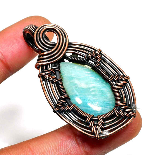 Ocean’s Embrace – Aqua Aura Copper Pendant