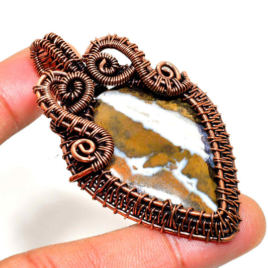 Gaia’s Embrace – Oxidized Copper Agate Pendant