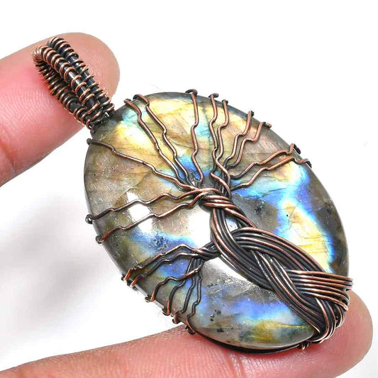 Gaia’s Tree – Labradorite & Copper Pendant