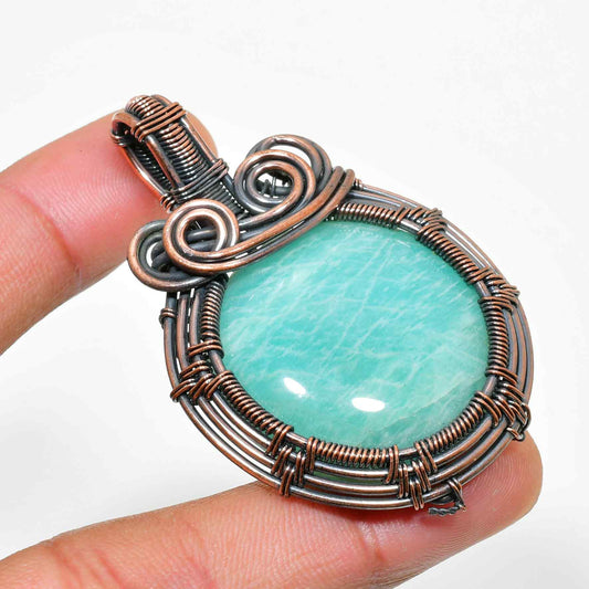 Tranquil Harmony – Amazonite Copper Pendant