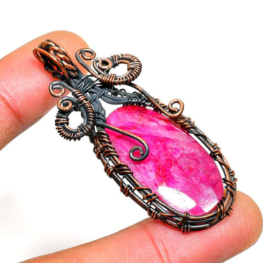 Ruby Radiance – Hand-Wrapped Ruby & Copper Pendant