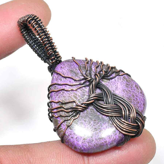 Ezra’s Veil – Amethyst & Oxidized Copper Pendant