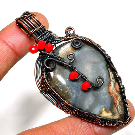 Gaia’s Embrace – Copper-Wrapped Agate Pendant