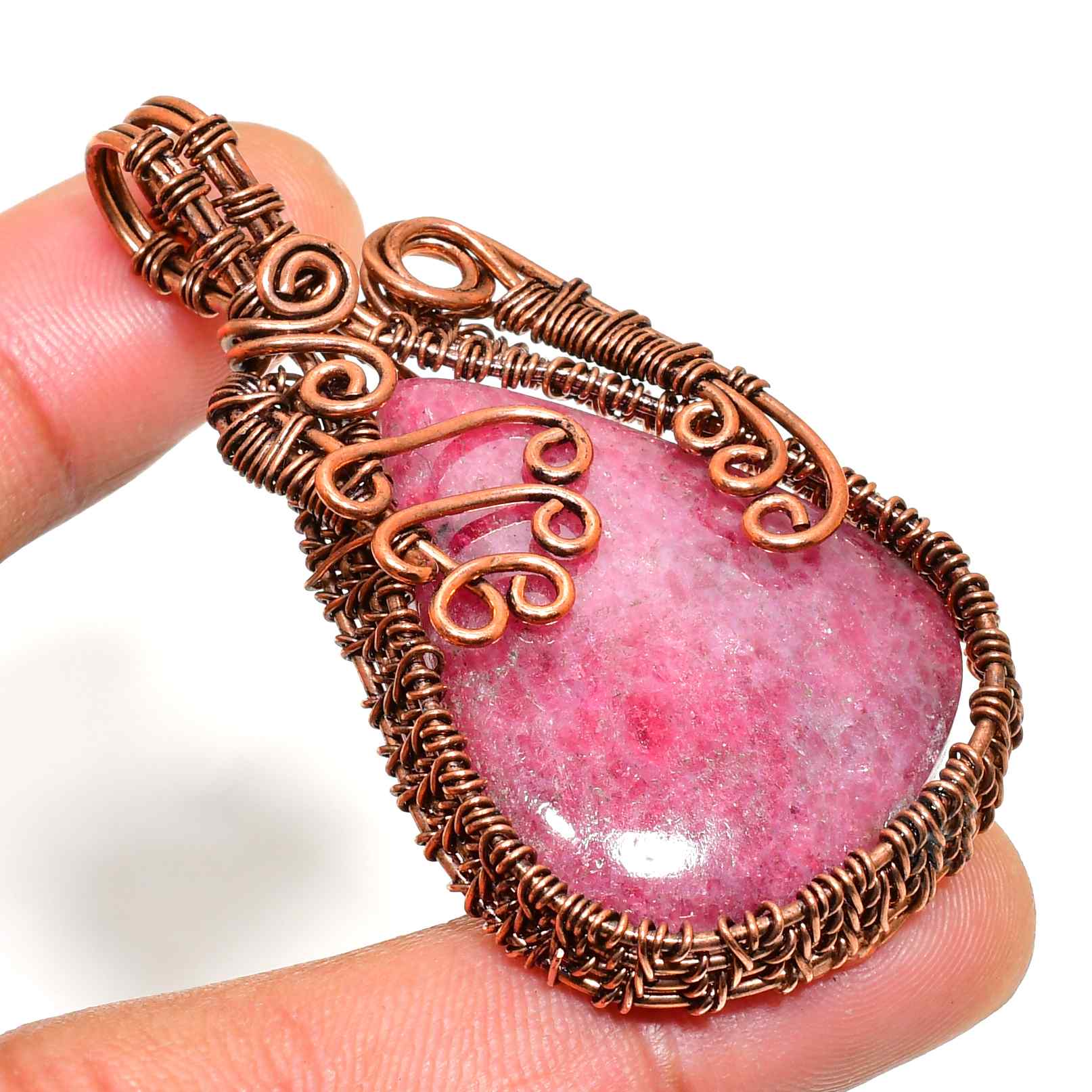 Compassion’s Embrace – Rhodonite Copper Pendant