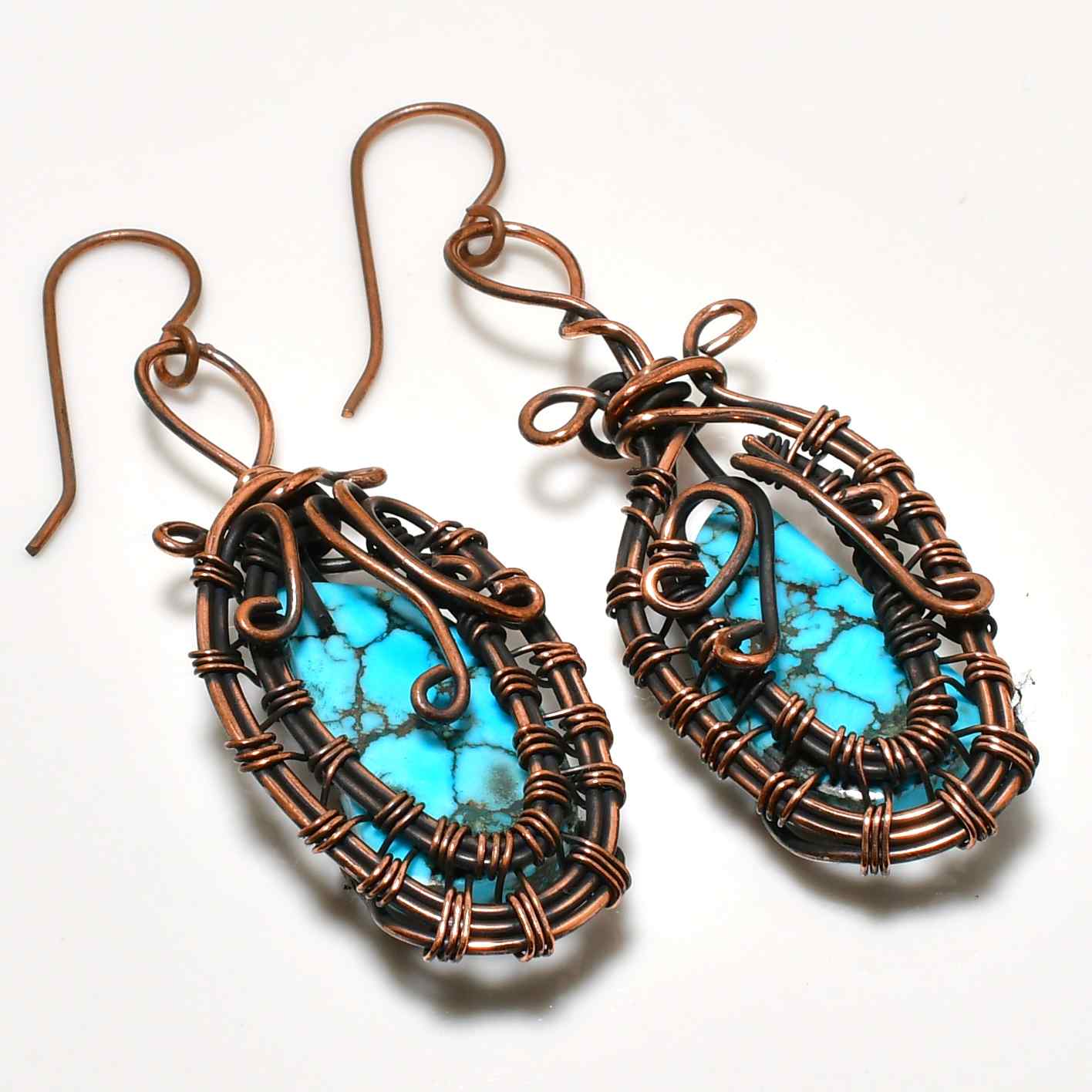 Ocean’s Embrace – Turquoise Copper Earrings