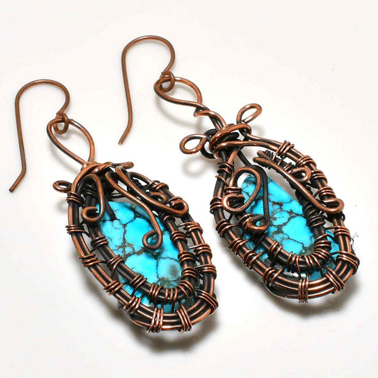 Ocean’s Embrace – Turquoise Copper Earrings
