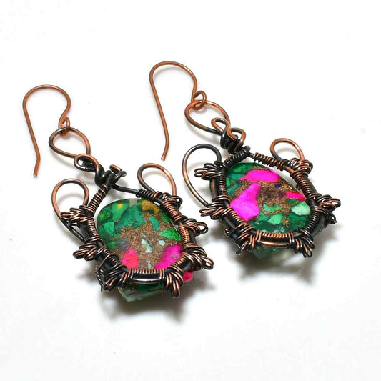 Aurora’s Embrace – Copper-Wrapped Gemstone Drops