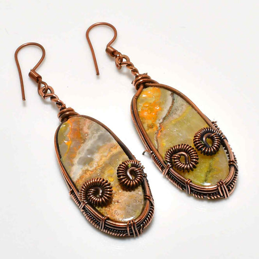 Grounded Grace – Marbled Stone Copper Earrings