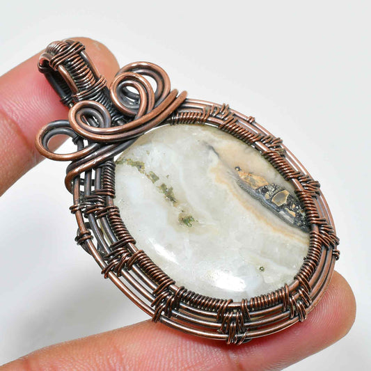Gaia’s Embrace – Oxidized Copper Agate Pendant