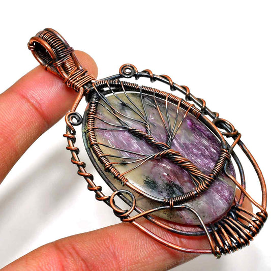Ezra’s Veil – Oxidized Copper Amethyst Pendant