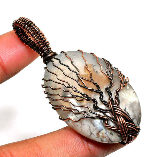 Gaia’s Harmony – Copper Wrapped Agate Pendant