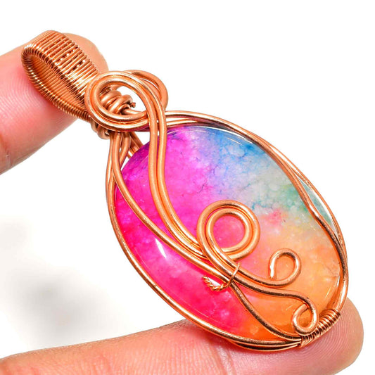 Prism Radiance – Rainbow Agate Rose Gold Pendant