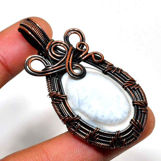 Serenity’s Whisper – Oxidized Copper Natural Stone Pendant
