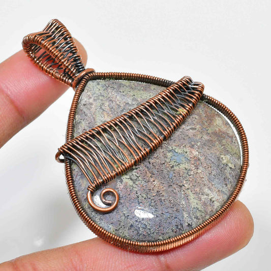 Gaia’s Whisper – Natural Stone Copper Pendant