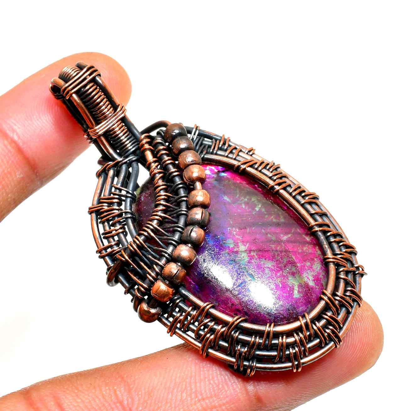 Celestial Harmony – Amethyst Copper Pendant