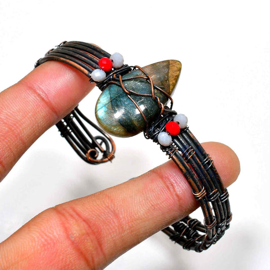 Mystic Rivers – Labradorite & Oxidized Copper Bracelet