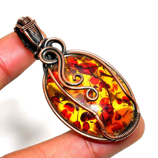 Amber Serenity – Rustic Copper Amber Pendant